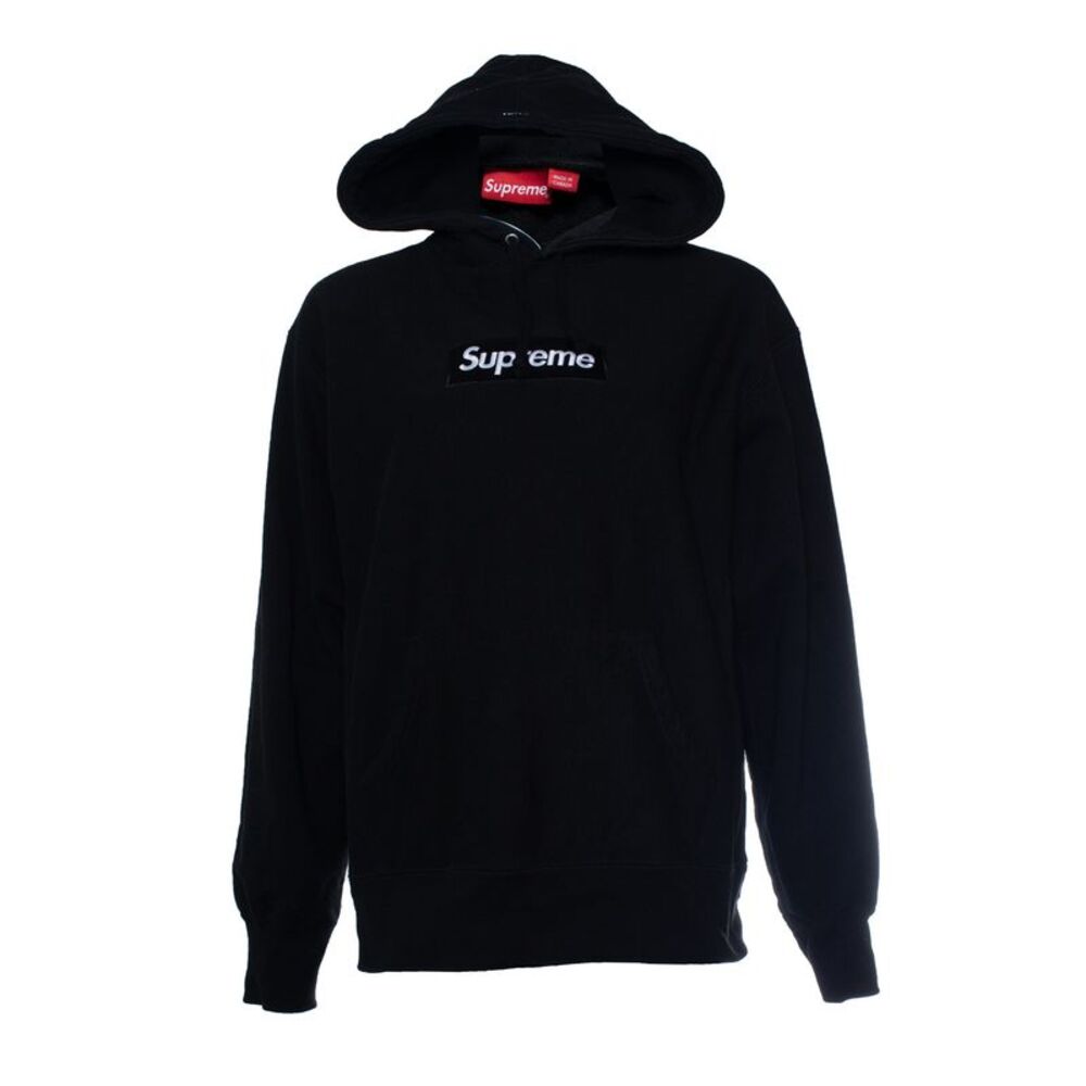 Supreme, black hooded sweater